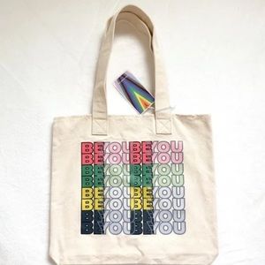 BE You rainbow pride lgbtq tote bag reusable canvas nwt gay queer positivity